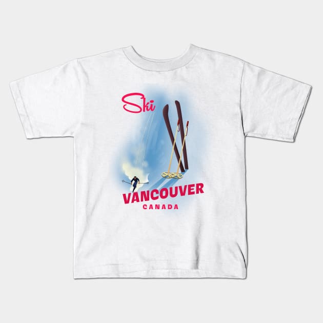 Vancouver Canada Ski Kids T-Shirt by nickemporium1